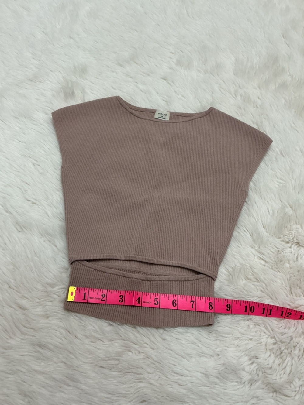 💜 Wilfred - Light Pink (Mauve) Ribbed Cutout Crop Top - Picture 5 of 7